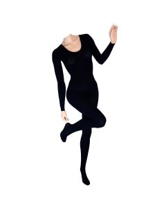 Microfaser Strumpfbody langarm ouvert schwarz 100DEN
